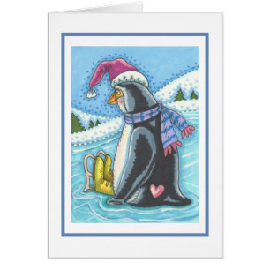 KALTE FLASCHE WARME HERZENPENGUIN GREETKARTE B
