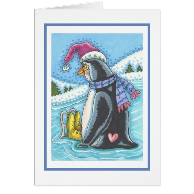 KALTE FLASCHE WARME HERZENPENGUIN GREETKARTE B (Vorne)