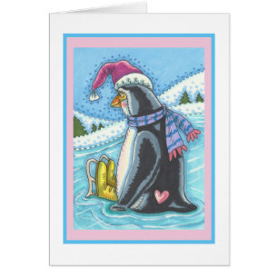 KALTE FLASCHE WARME HERZENPENGUIN GREETKARTE B