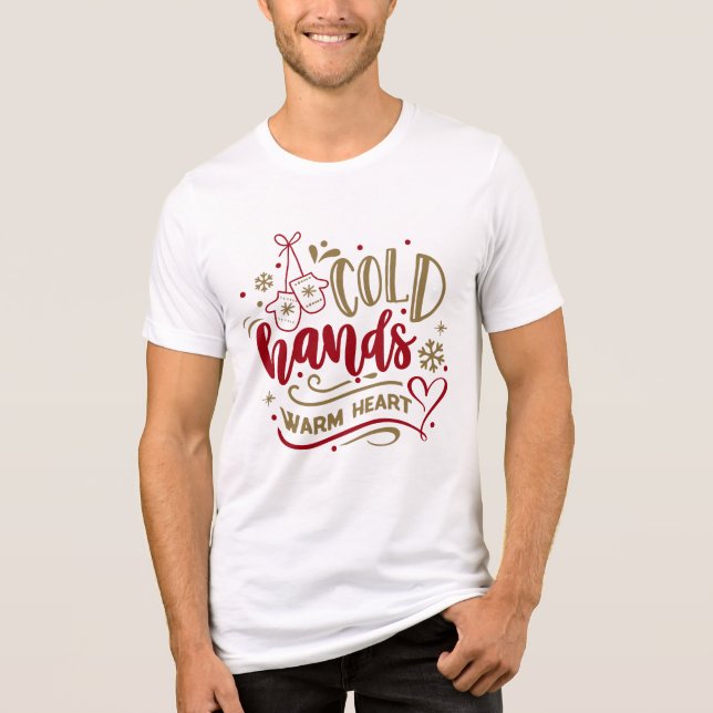 Kalte Hände Warme Herz Winter Typografie Tri-Blend Shirt (Vorderseite)