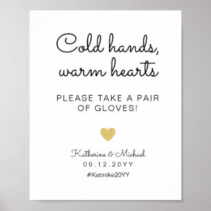 Kalte Hände Warme Herzen Hochzeitshandschuhe bevor Poster