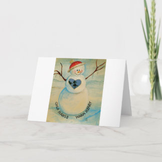 Kalte Hände, warmes Herz, Schneemann Feiertagskarte