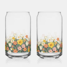 Kalte Kaffee-Glasflasche mit Blumen