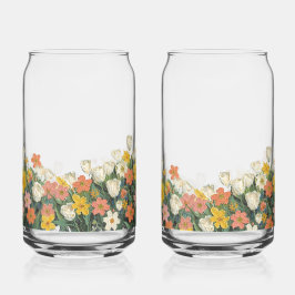 Kalte Kaffee-Glasflasche mit Blumen Dosenglas