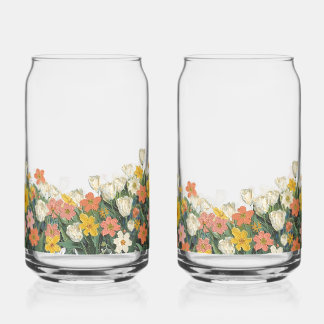Kalte Kaffee-Glasflasche mit Blumen Dosenglas