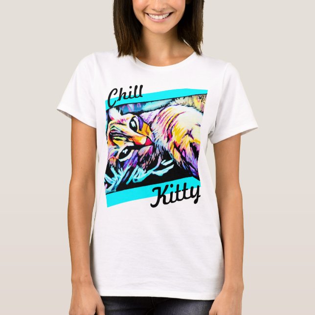 Kalte Miezekatze-flowy Spitze T-Shirt (Vorderseite)