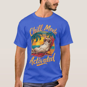 Kälte-Modus aktiviert Katze mit Brille auf Strandm T-Shirt