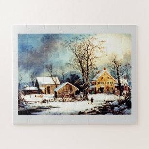 Kalte Morgenschneeszene Puzzle
