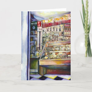 Kalter Brei in einem heißen Deli Feiertagskarte