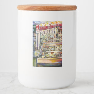 Kalter Brei in einem heißen Deli Lebensmitteletikett