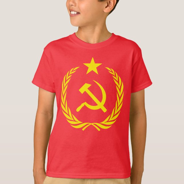 Kalter Kriegs-kommunistische Flagge scherzt Hanes T-Shirt (Vorderseite)