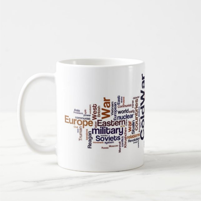 Kalter Kriegs-Wort-Wolke Tasse (Links)