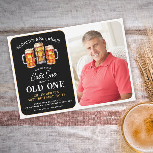 Kalter mit altem Foto Überraschungsbier-Geburtstag Einladung