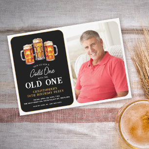 Kalter mit dem Alten Foto Bier Geburtstag Einladung