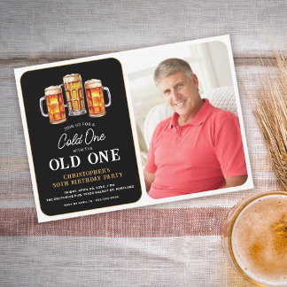Kalter mit dem Alten Foto Bier Geburtstag Einladung