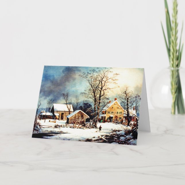 Kalter Schneevormittag Feiertagskarte (Vorderseite)