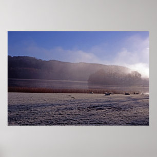Kalter Wintermorgen Esthwai Water England Poster