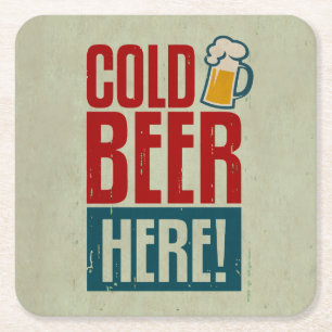 Kaltes Bier Rechteckiger Pappuntersetzer