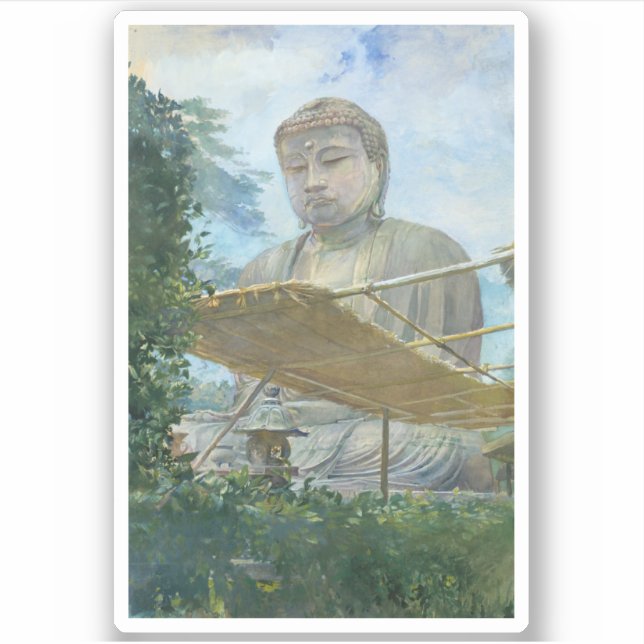 Kamakura Daibutsu Buddha Aquarell Aufkleber (Vorderseite)