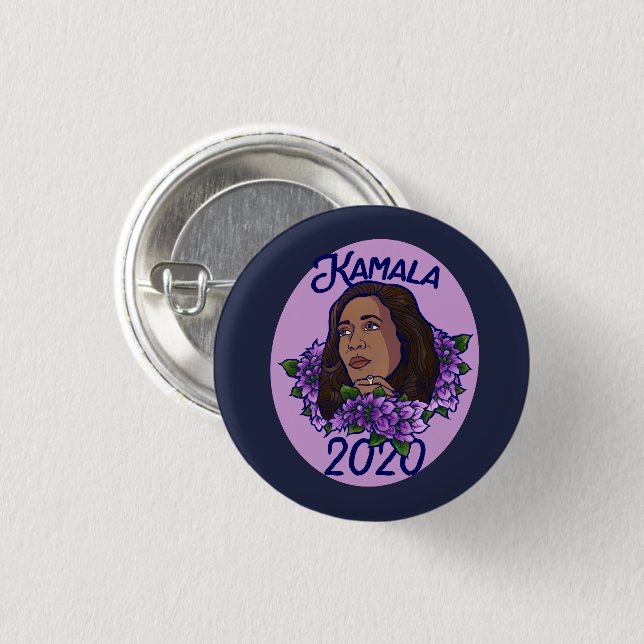 Kamala 2020 Lila Violett Kunst Button (Vorne & Hinten)