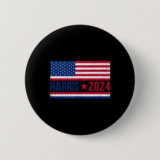 Kamala 2024 Amerikanische Flagge Button (Vorderseite)