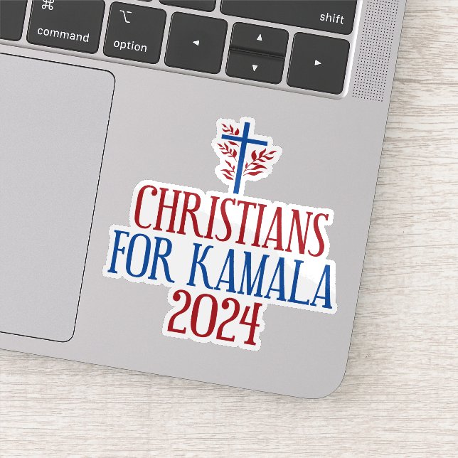 Kamala 2024: Christentum für Blue Laptop Aufkleber (Detail)
