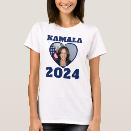 KAMALA 2024 Foto Herzblauer Demokratischer Text T-Shirt