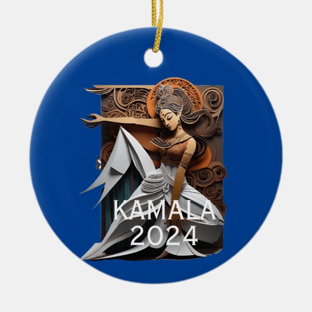 Kamala 2024 für Präsident Thunder_Cove Keramik Ornament (Vorne)