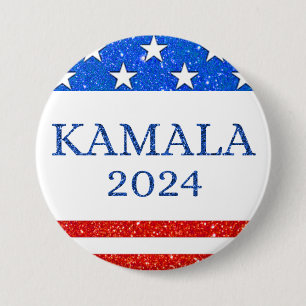 KAMALA 2024 Glitzer American Flag Button