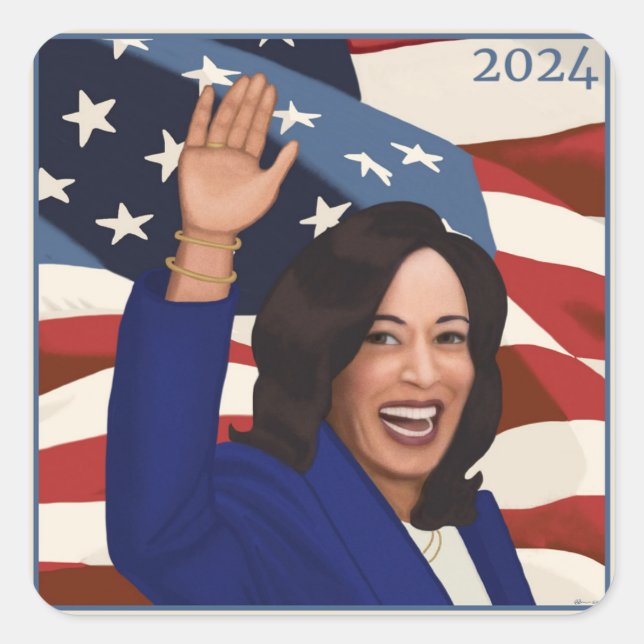Kamala 2024 quadratischer aufkleber (Vorderseite)