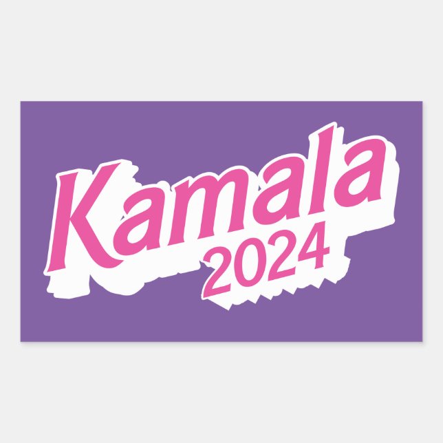 Kamala 2024 Rosa und Lila farbenfroh Rechteckiger Aufkleber (Vorderseite)