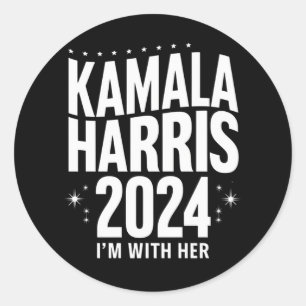 Kamala 2024 Unterstützung Ich bin mit ihr Kamala H Runder Aufkleber