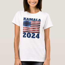 KAMALA 2024 USA Flaggen blaue rote Imitate Glitzer T-Shirt