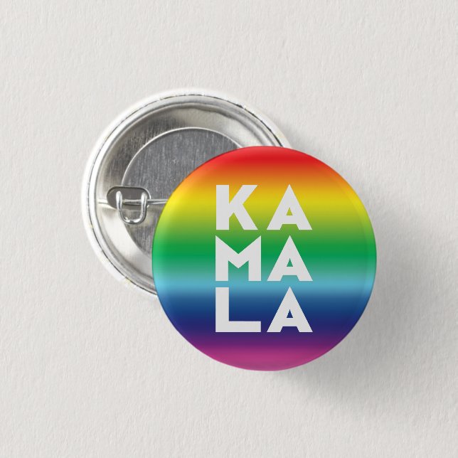 Kamala 3 Silben Regenbogengradienten Gay Pride Button (Vorne & Hinten)