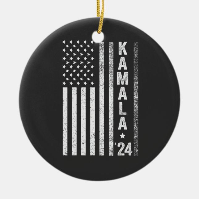 Kamala American Flag President Election USA Keramik Ornament (Vorne)
