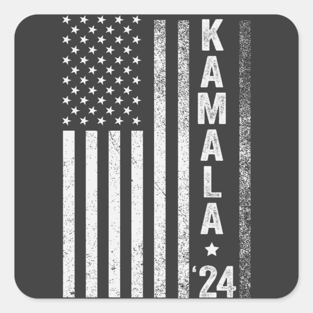 Kamala American Flag President Election USA Quadratischer Aufkleber (Vorderseite)