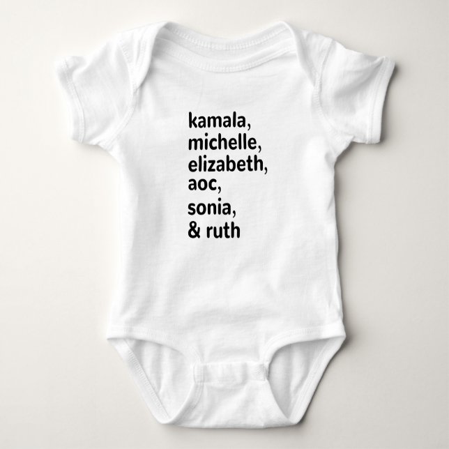 Kamala, AOC, RBG, Ruth Bader Michelle Obama Baby Strampler (Vorderseite)