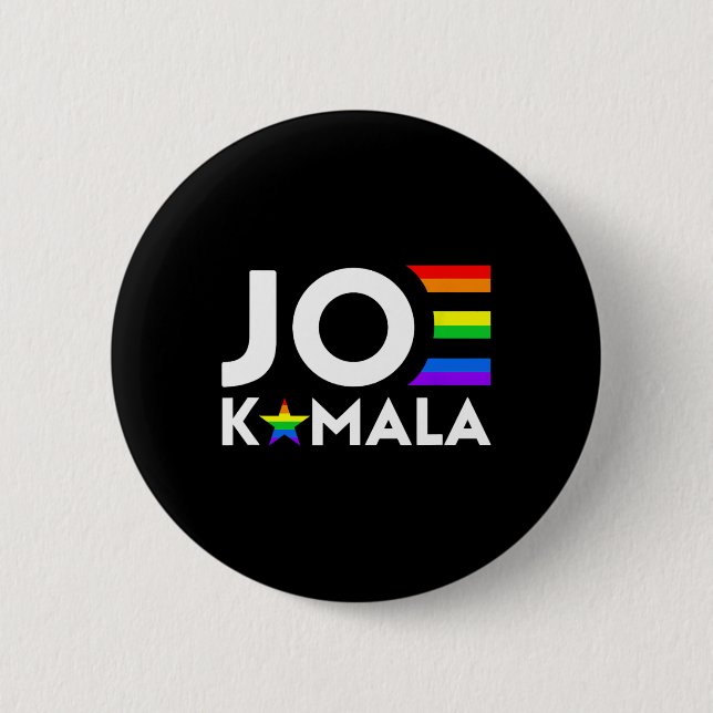 Kamala Biden Harris 2020 Gay Pride Flag Democ Button (Vorderseite)