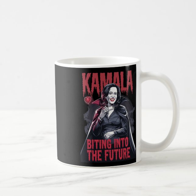 Kamala Biting The Future Vampire Kamala Harris Hal Kaffeetasse (Rechts)