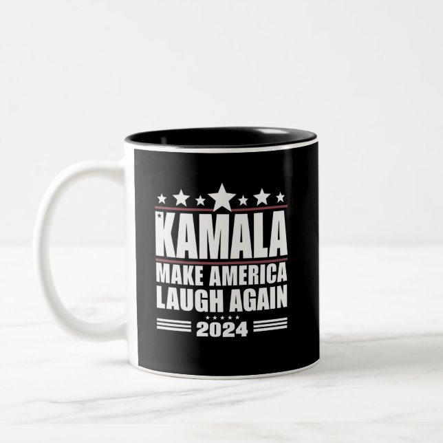Kamala bringt Amerika wieder zum Lachen über die a Zweifarbige Tasse (Links)