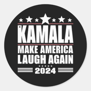 Kamala bringt Amerika zum Lachen Amerikanische Fla Runder Aufkleber