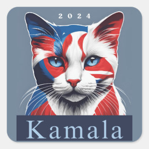 Kamala Cat 2024 US-Wahl Demokrat Quadratischer Aufkleber