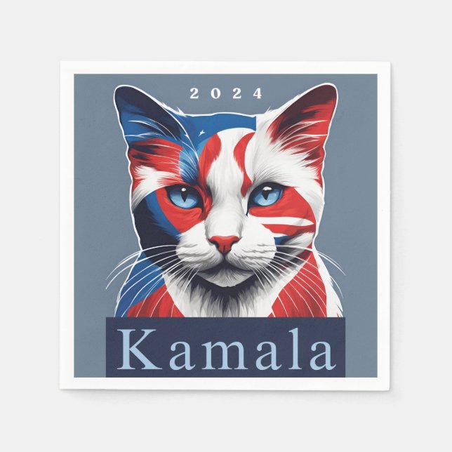 Kamala Cat 2024 US-Wahl Demokrat Serviette (Vorderseite)