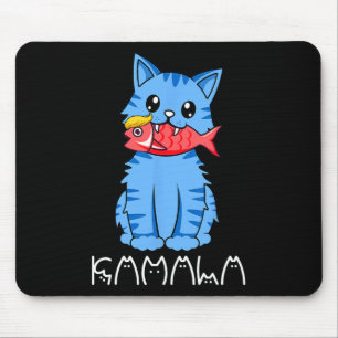 Kamala Cat essen Fisch Funny Harris Trump 2024 für Mousepad