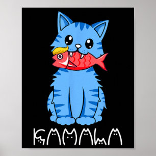 Kamala Cat essen Fisch Funny Harris Trump 2024 für Poster