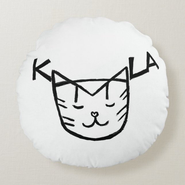 Kamala Cat Round Pillow Rundes Kissen (Vorderseite)