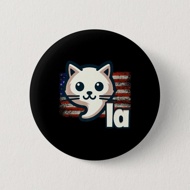 Kamala Cat US-Flagge Politische Katze Premium Button (Vorderseite)