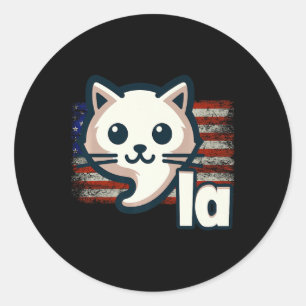Kamala Cat US-Flagge Politische Katze Premium Runder Aufkleber