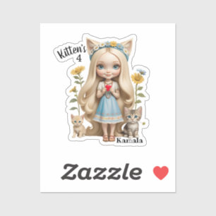 Kamala Cats Kids Custom Personalisiert Kitten Aufkleber