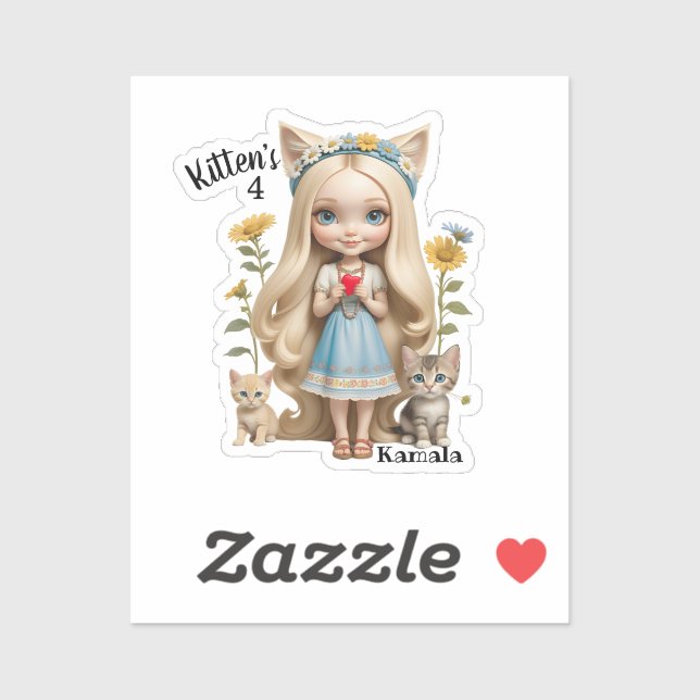 Kamala Cats Kids Custom Personalisiert Kitten Aufkleber (Blatt)